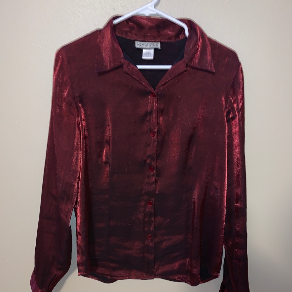 Burgundy button up blouse